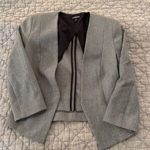Gray Open Front Women's Blazer